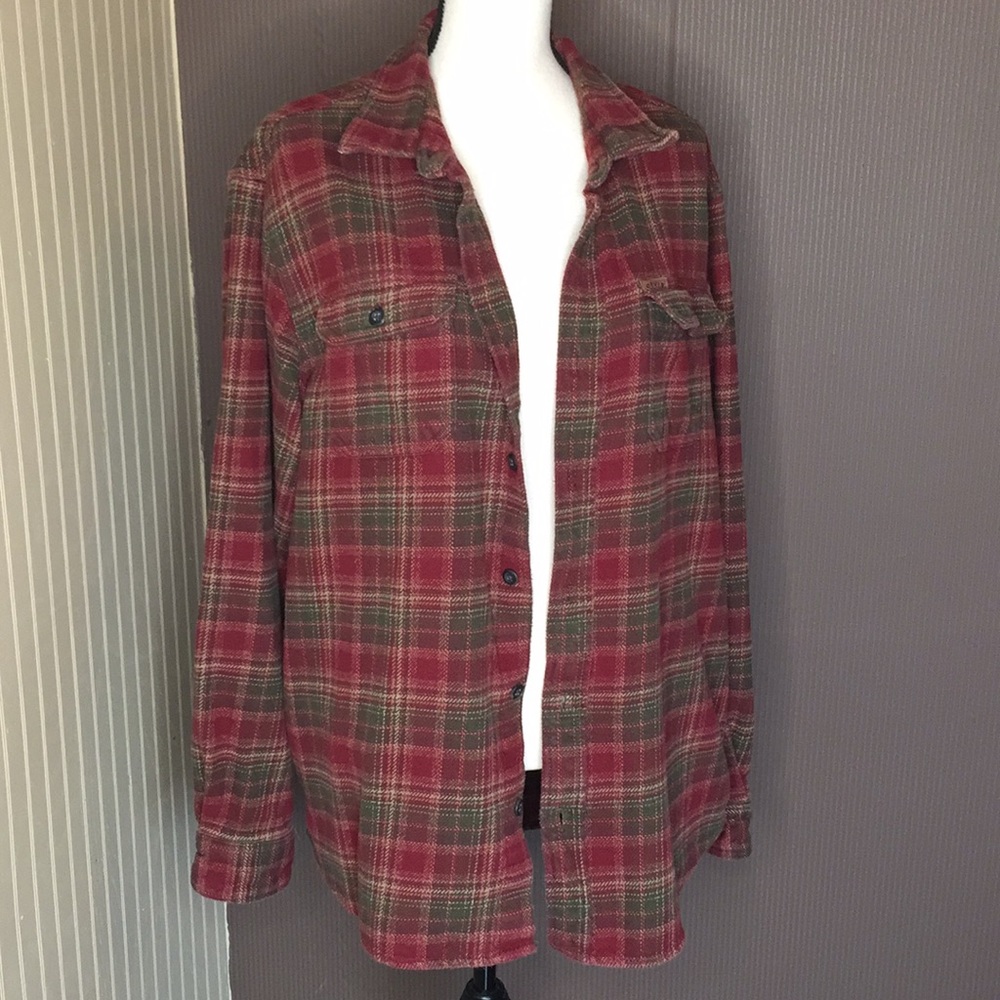 Orvis long sleeve flannel red and green plaid flannel size x large